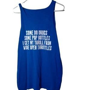 Men's Custom‎ Made Racing Full Throttle Blue Tank Top Size  XL